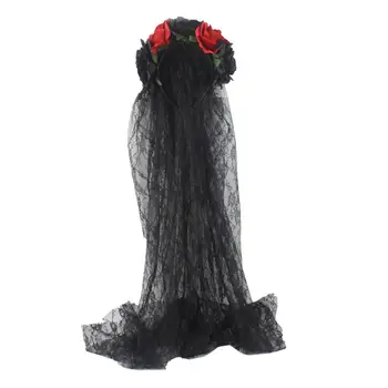 

Headband Rose Floral Crown Veil Halloween Costume Party Headband For Cosplay Costume Party Halloween Party Hair Accessories
