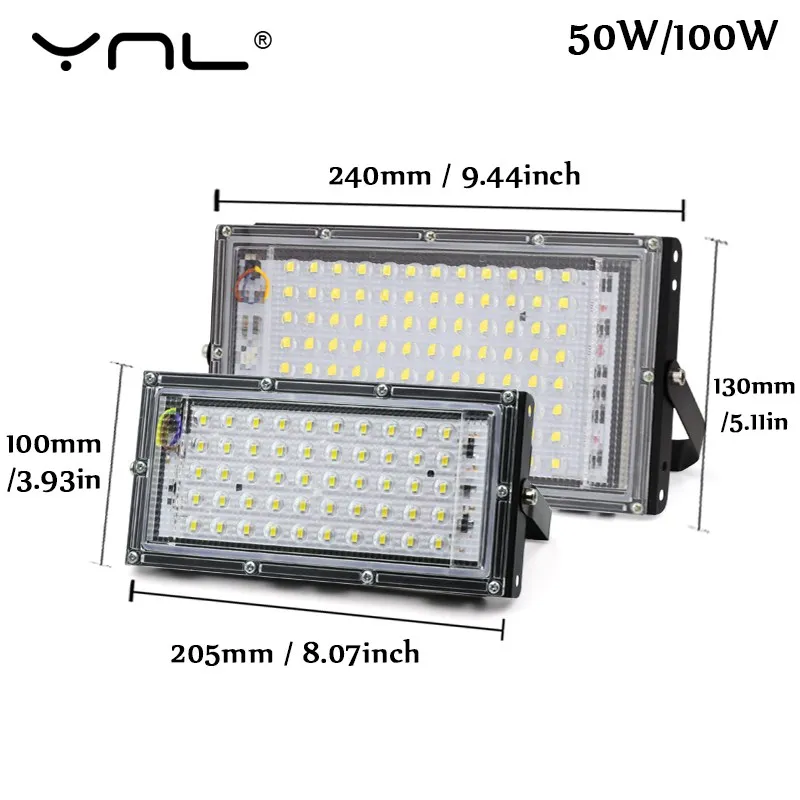 Светодиодный прожектор 50 Вт 100 SMD прожсветильник переменного тока 220 В точечный