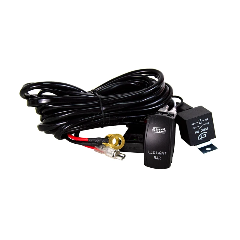 LED Wiring Harness Kit 1 2 4 Lead 12V 40A for Offroad 4x4 Truck SUV Lightbar with Rocker Switch Relay Fuse