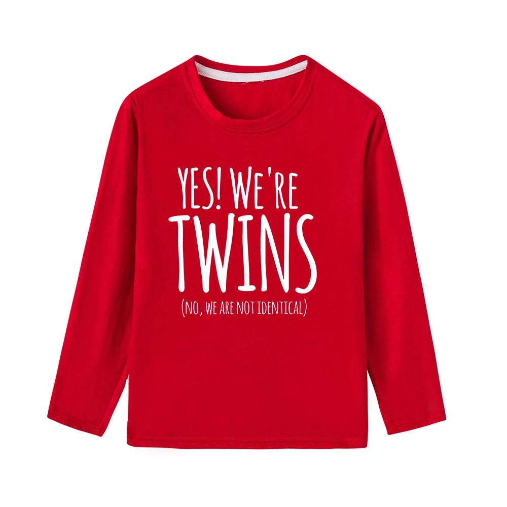 Yes We Are Twins/рубашка с надписью для маленьких мальчиков Новая Осенняя детская одежда с длинными рукавами для мальчиков модные футболки для мальчиков - Цвет: 46M4-KLTRD-