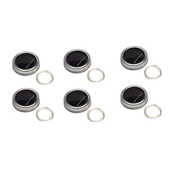 

Solar 20 LED Mason Jar Lids String Lights,for Regular Mouth Jars, Mason Jar,Patio,Lawn,Garden Decor (6, Warm White)