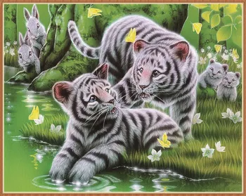 

Diamond painting animal tiger two diamond painting 5D children handmade DIY new home decoration