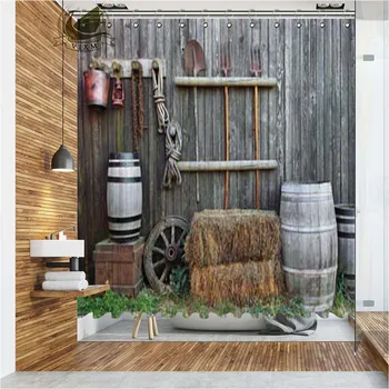 

Vixm Western Town Shower Curtains Folk Vintage Scenery Waterproof Polyester Fabric Bathroom Curtains For Home Decor