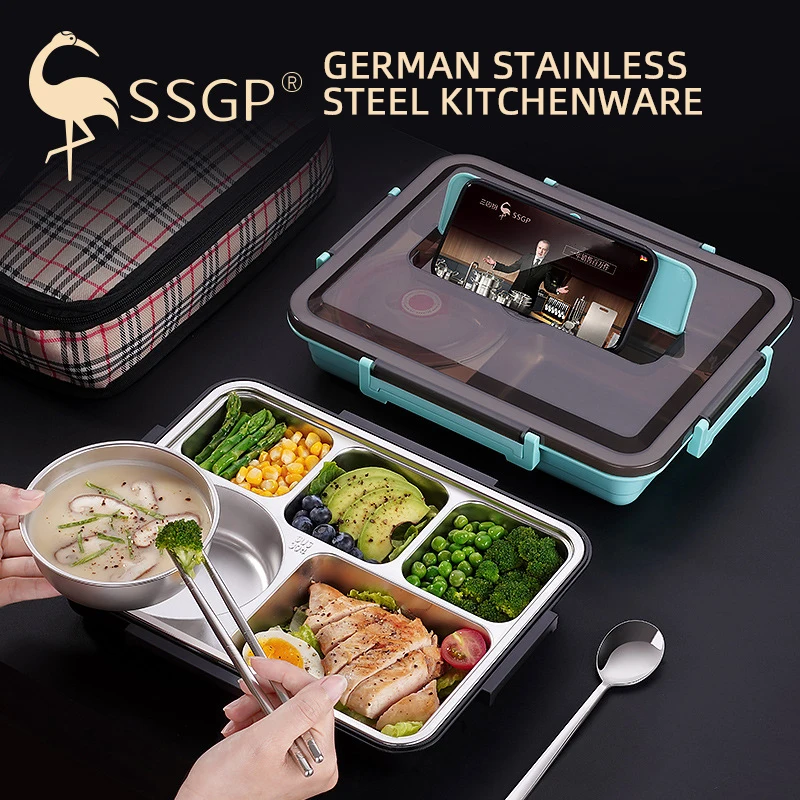 

304 Stainless Steel Lunch Box Japanese Style Compartment Bento Box Kitchen Leakproof Food Container For Office Worker Lunch