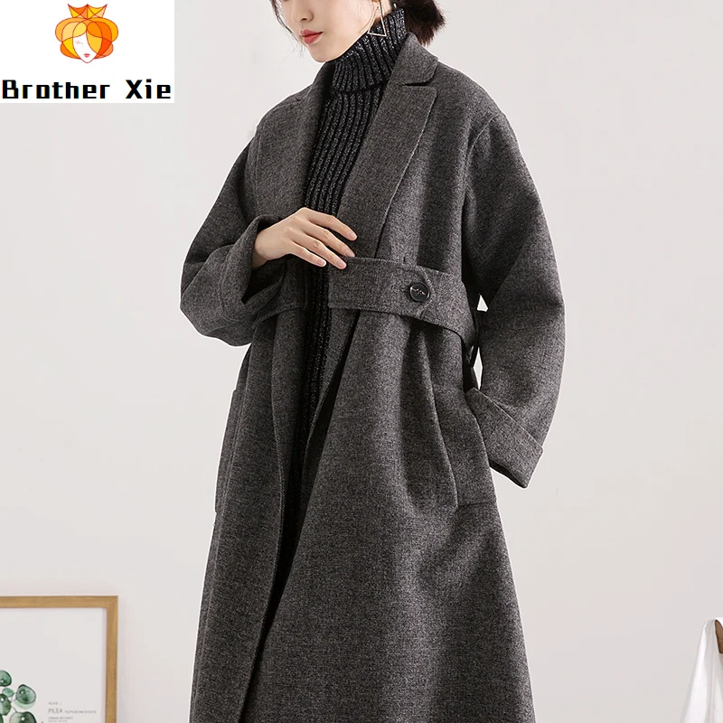 

coat of new fund of 2020 autumn winters is female in han edition Hepburn wind long wool woolen cloth cloth coat