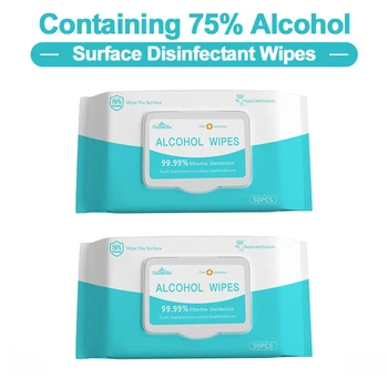 

2 Pack 75% Alcohol Wet Wipes Disposable Hands Wipes Disinfect Wet Towel Wet Wipe for Household Daily Protection (100PCS)