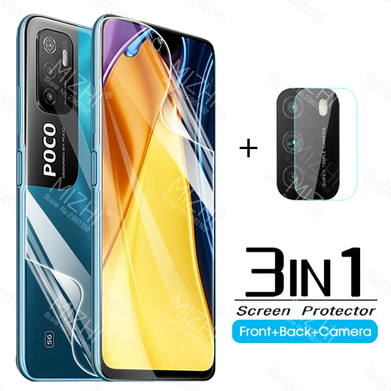Гидрогелевая пленка для poco m3 pro xiaomi m 3 5g x3 nfc защита объектива передней и задней