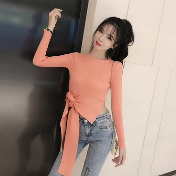 

1905 #2019 New Style Non-mainstream Scheming Sense of Design Viscose Sweater Short Slim Fit Slimming Tops Women's