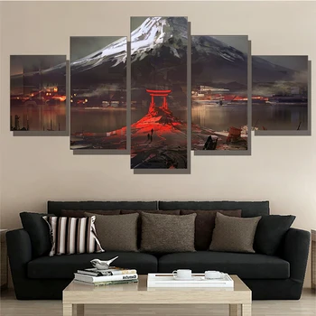 

5pcs Abstract Art Unframed Canvas Painting Mount Fuji Japan Drawing Painting Artwork Wall Art For Home Decor