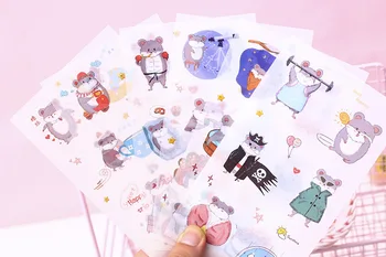 

6pcs Cute hamster diary paper stickers Organizer Calendar Diary Book Planner Sticker Scrapbook Decoration papeleria sale