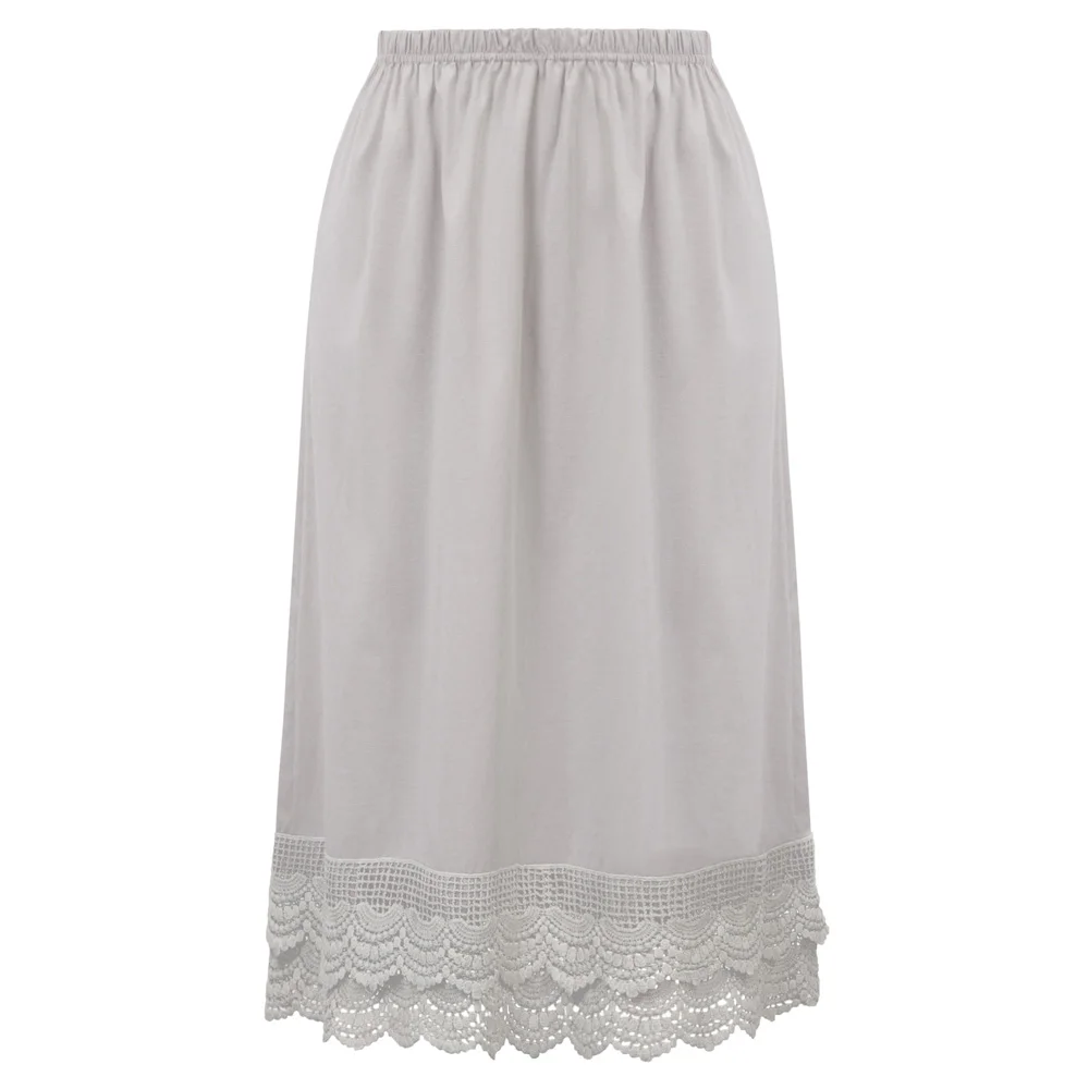 Grace Karin Women's Skirts Comfortable Elastic Waist Lace Trim Cotton Skirt Extender Summer Elegant Knee Length Lady Petticoat