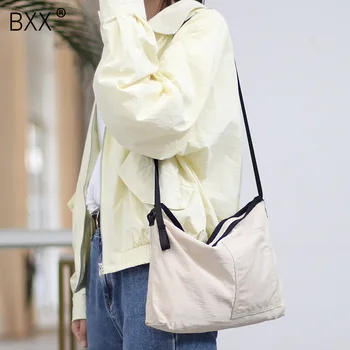 

[BXX] Casual Canvas Crossbody Bags For Women 2020 Spring Solid Color Shoulder Messenger Bag Luxury Cell Phone Handbags HK653