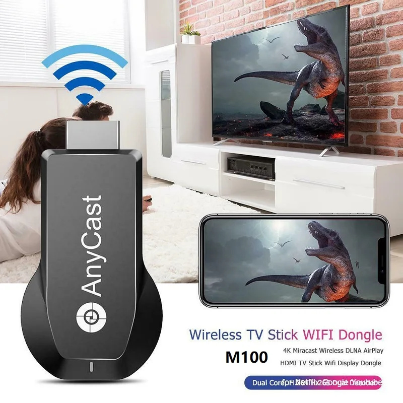 Anycast M100 2 4G 4K Miracast Any Cast беспроводной DLNA AirPlay HDMI ТВ стик Wi Fi дисплей донгл приемник