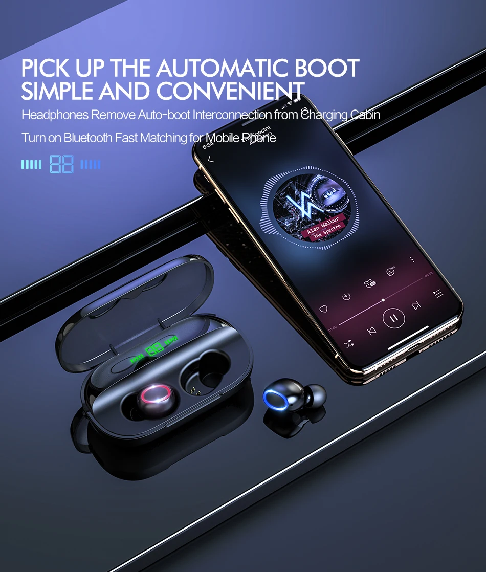 ROCK X1 TWS Беспроводные Bluetooth 5,0 наушники светодиодный дисплей с аккумулятором 2000 мАч Внешний аккумулятор сенсорное управление гарнитура PK F9 TWS