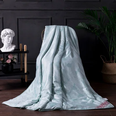 light green Роскошный модальный шелк комфортное одеяло 150*200 см стеганые простыни подарок простыня пододеяльник лето зима большое ПОКРЫВАЛО РУЧНОЙ РАБОТЫ - Цвет: light green