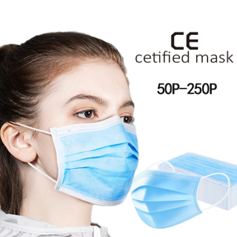 

50PCS mouth-muffle Disposable Protective Mask 3 Layers Dustproof Facial Protective Cover Masks Maldehyde Prevent bacteria Masks#