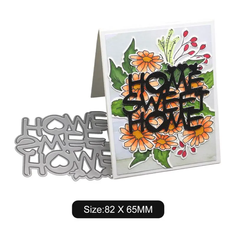 

Sweet Home Letter Metal Cutting Dies Stencil DIY Scrapbooking Album Stamp Paper Card Embossing Decor Craft