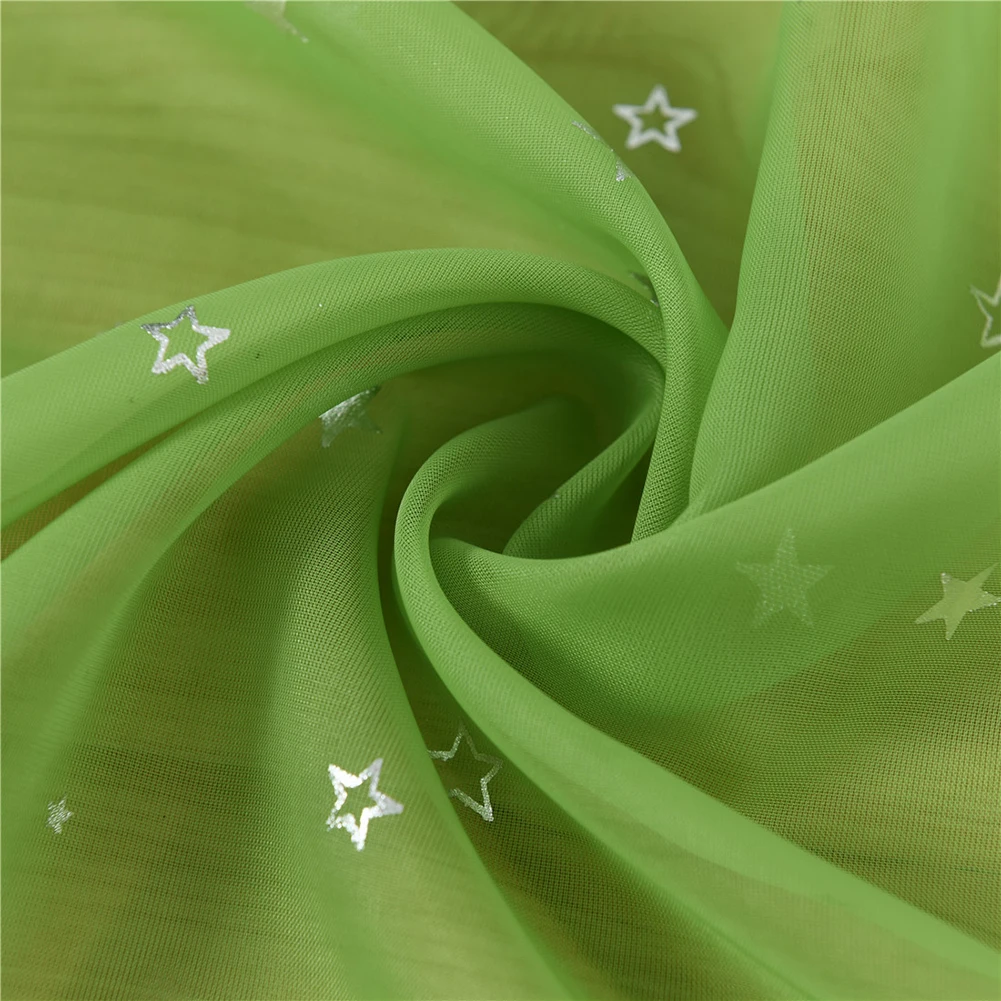 1Pc Fashion Shiny Star Pattern Transparent Tulle Voile Curtain Window Drape Living Room Home Decoration