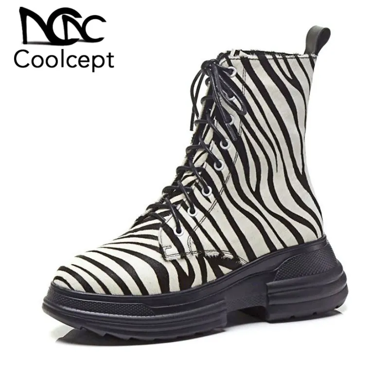 

Coolcept Women Real Leatehr Brand High Quality Ankle Boots Daily Outdoor Shoes Women Fashion Botas Mujer Footwear Size 34-39