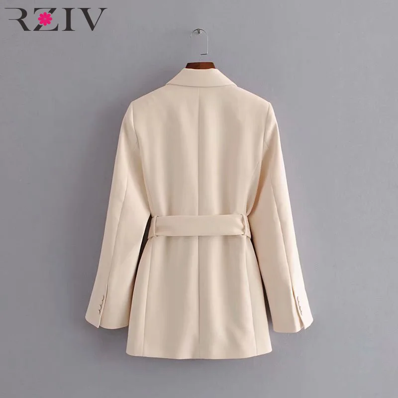 RZIV Осенне-зимняя женский белый пиджак костюм для досуга Длинная секция пиджак