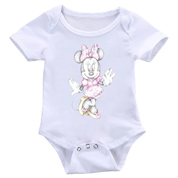 

New Casual Newborn Baby Boys Girls Short Sleeve Print Lovely Cartoon Soft Cotton Romper Jumpsuit Baby Clothes White