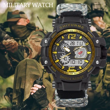 

Men Outdoor Sports Watch Compass Thermometer Chronograph Military Combat Waterproof Digital Quartz Watches relogio masculino