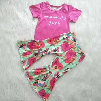 

Spring Hot Baby Girls Clothes Mama's Girl Tops+ Cartoon Mouse Bell Bottoms Outfits 2pcs Set Toddler Kids Children Clothes