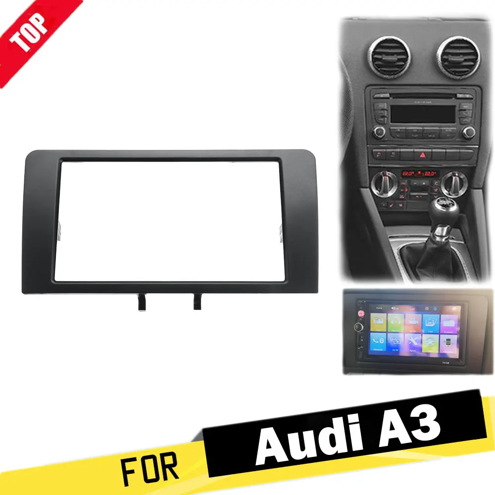Longshi Double Din Car Radio Fascia Panel Adapter Frame Stereo Plate Cover Trim Per Audi A3 8P Modello 2003-2012 , 2Din