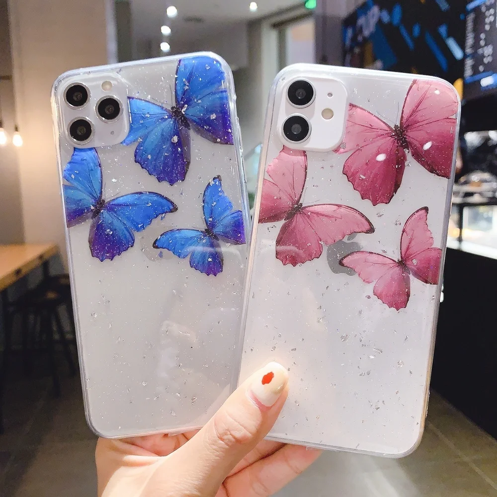 Милый чехол для телефона Gimfun с лазерной картой и бабочкой IPhone 11 Pro Max XS XR X 7 8 Plus