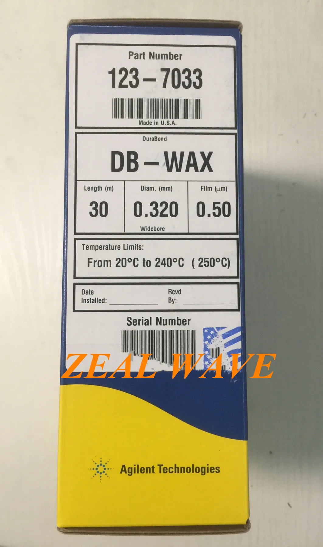 

Agilent Gas Capillary Chromatography Column DB-WAX 30m 0.32mm 0.5um Promotion 123-7033