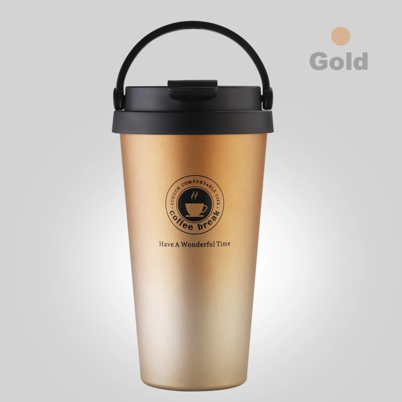 Термос для кофе из нержавеющей стали, герметичная Вакуумная чашка Для Путешествий, Походов, офиса, школы, портативная детская Термокружка, Подарочная бутылка - Цвет: Gold