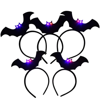 

5PCS Halloween Party Pumpkin Bat Glowing Bat Hairbands Party Costume Bat Hair Accessories with Flashing Light hair bows