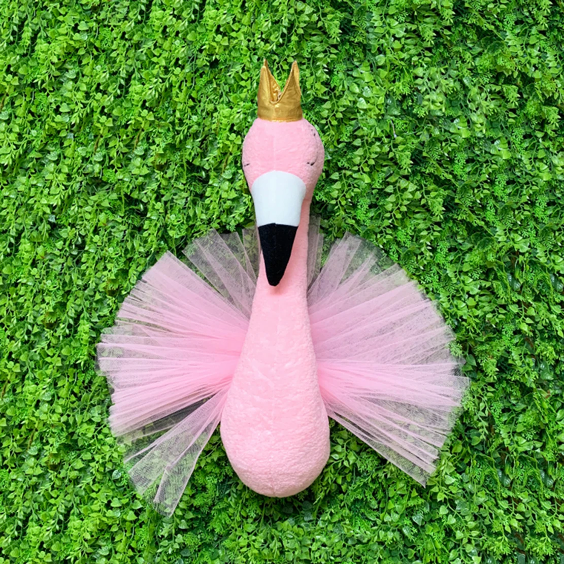 

2019 new design dream flamingo head stuffed animal head for kids bedroom wall decoration gift