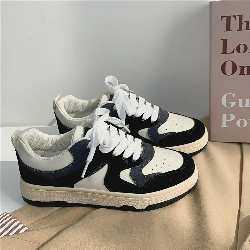 Spring and Autumn Low-top New Student Sports Shoes Female Students Color Matching Round Toe Casual Women's Shoes Trend Shoes