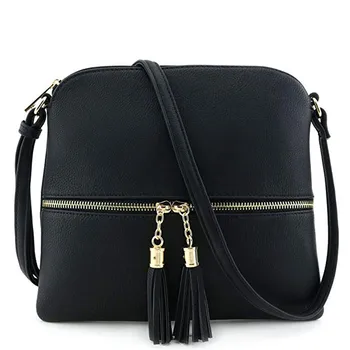 

Women Fashion PU Leather Handbag Solid Hasp Shoulder Messenger Bags Lady Mini Fringe Tassels Shell Handbags Gift New