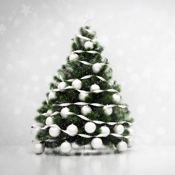 

Laeacco Gray Silver Christmas Tree Ball Party Gradient Solid Color Wall Winter Child Portrait Photo Background Photo Backdrops