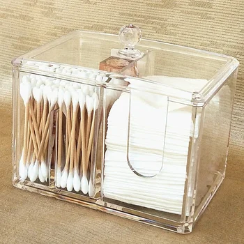 

Cosmetic Cotton Storage Box Transparent Cosmetics Container Removal Cotton Pad Small Organiser White