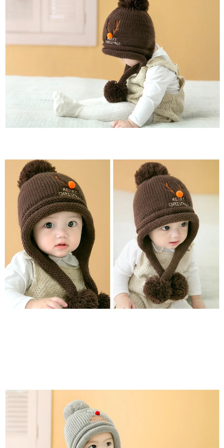 Maylisacc 5 Color Children's Autumn and Winter Hat Baby Warm Turtleneck Hat Merry Christmas Velvet Beanies for Boys and Girls