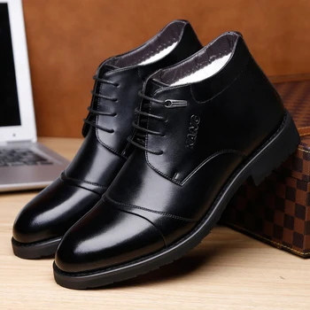 

Handmade Men Leather Winter Boots High Quality Warm Snow Men Boots Ankle Boots For Men Business Dress Shoes Men 869jk