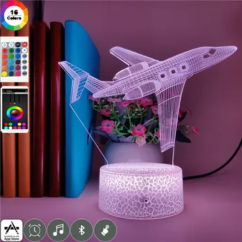 

3d Visual Led Light Boeing Air Plane 7 Colors for Kids Touch Usb Table Lampe Model Airplane Aircraft Gift Toy Bluetooth Speaker