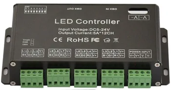 

DMX 512 Decoder Led Controller Rgb Constant Decoder& Driver 12CH DC5V-24V for LED Strip Module Lamp 12channel 5A DC 50
