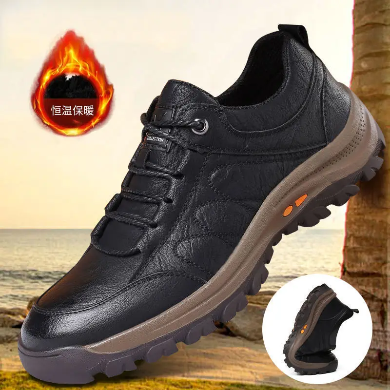Spring and Autumn New Men's Sports Casual Shoes Increase In Height, Men's Shoes Plus Cashmere Shoes, Men's Hiking Shoes 39-44