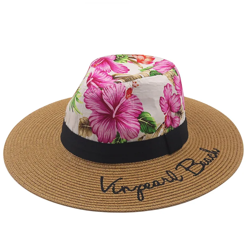 women panama print sun hats outdoor 