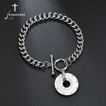 Letdiffery нержавеющая сталь римские цифры оболочки женские браслеты круглые прозрачные кристаллы Свадебные украшения