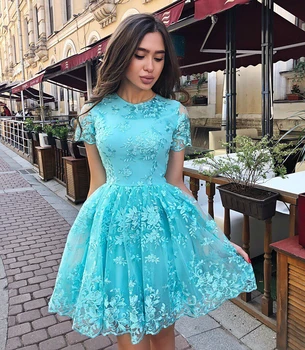 

Short Prom Cocktail Dresses Plus Size Arabic Muslim Evening Formal Dress Gown 2019 Robe De Soiree