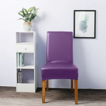 

4PCS Chair Cover Pu Leather Waterproof Dining Chair Cover Removable Washable Short Dining Chairs Protector Chair Covers Spandex