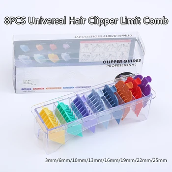 

8PCS Universal Hair Clipper Limit Comb Guide Attachment Size Barber Replacement With Clip Set 3/6/10/13/16/19/22/25mm G0616