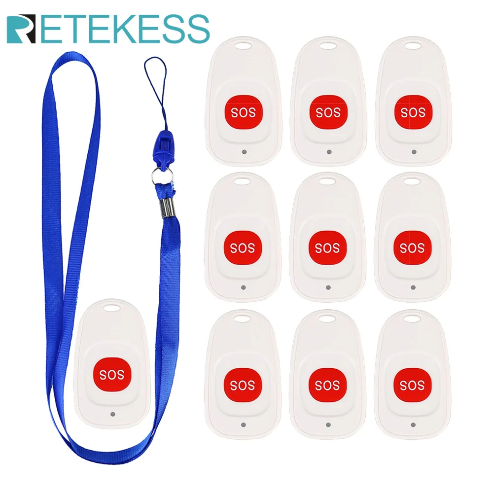 Wireless Calling System Retekess Caregiver Pager 10PCS TH001 Emergency Call Button SOS Call Bell Transmitter For Elderly Clinic Nursing Home