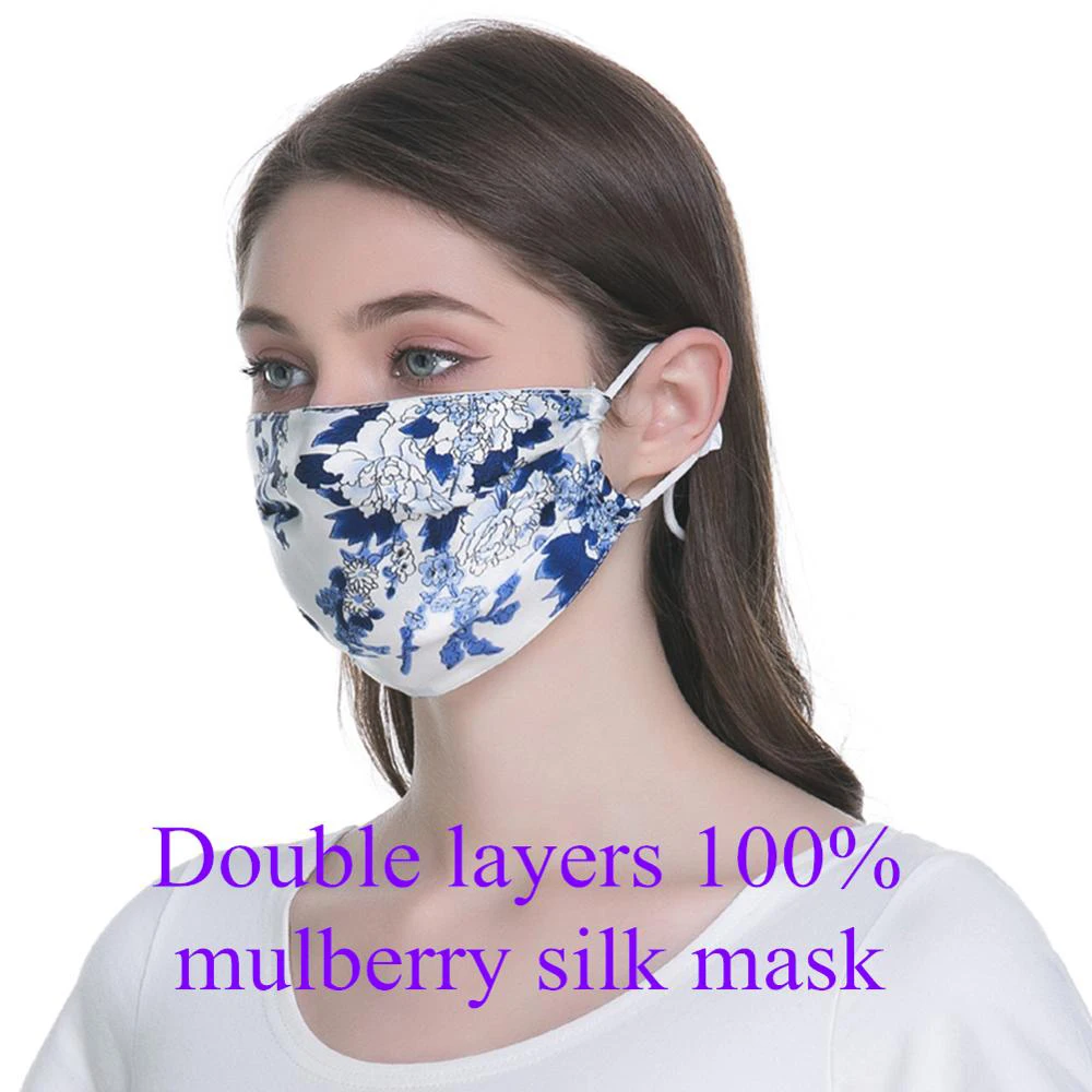 100% Mulberry Silk Mouth Mask for Women Men Dustproof Adjustable Breathable Face Beauty Mask Summer Sunshade Face Masks face mask