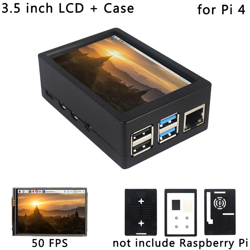 3.5“ TFT LCD Display Touch Screen w// Case Fan For Raspberry Pi 4 RetroPie Game